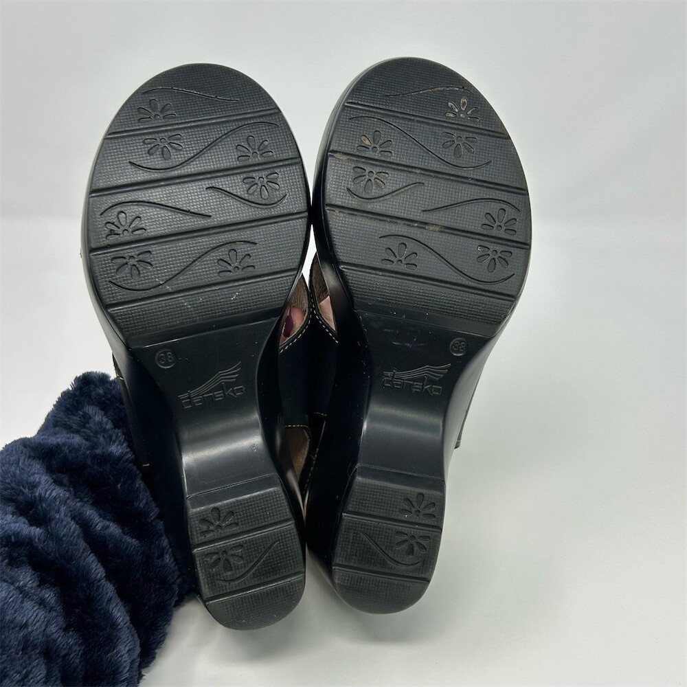 Dansko Jacinda Womens Sandals Black Criss Cross Slingback Wedge Buckle Size 38 - Picture 8 of 13